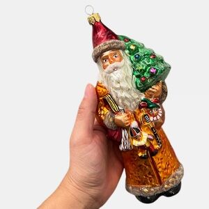 Christopher Radko Balmorar Gold Santa Claus Large Glass Christmas Ornament